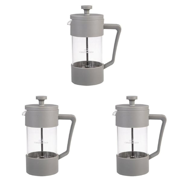 3PK Casabarista Oslo Accent Stainless Steel Coffee Plunger 3 Cup 350ml Taupe