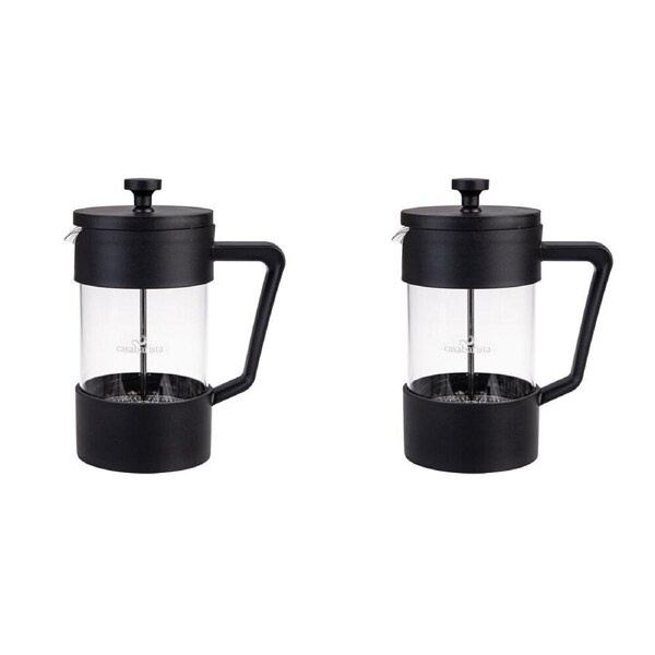 2PK Casabarista Oslo Accent Stainless Steel Coffee Plunger 5 Cup 600ml Black
