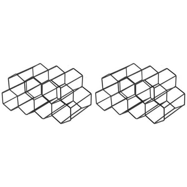 2PK Bartender 9 Bottle Hexagonal Wine Rack Drink Organiser Display Black