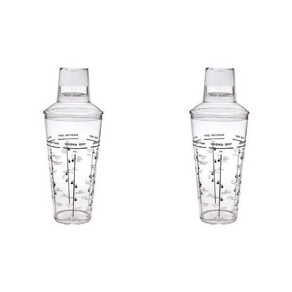 2PK Bartender Acrylic Cobbler Design Cocktail Drink Shaker 750ml Clear