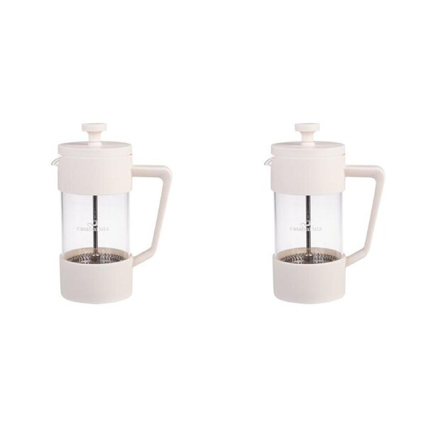 2PK Casabarista Oslo Accent Stainless Steel Coffee Plunger 3 Cup 350ml Cream