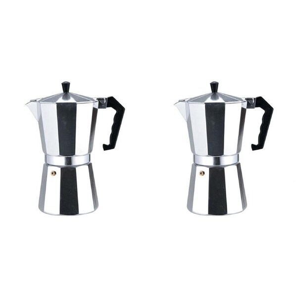 2PK Casabarista Classic Aluminium 3 Cups Espresso Coffee Maker Moka Pot Silver