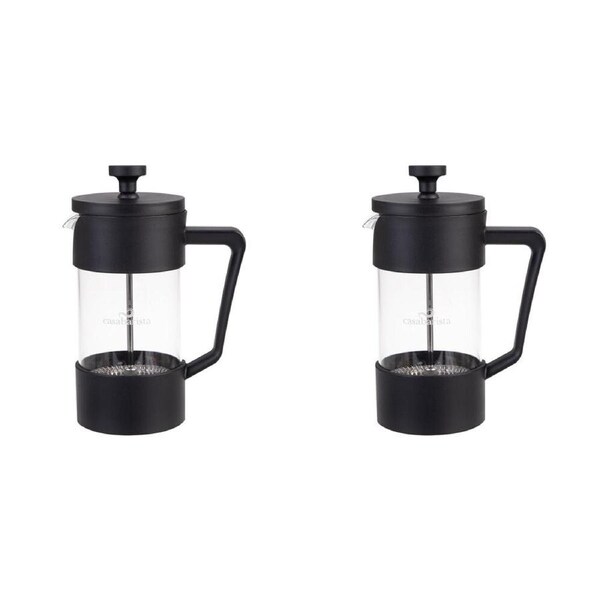 2PK Casabarista Oslo Accent Stainless Steel Coffee Plunger 3 Cup 350ml Black