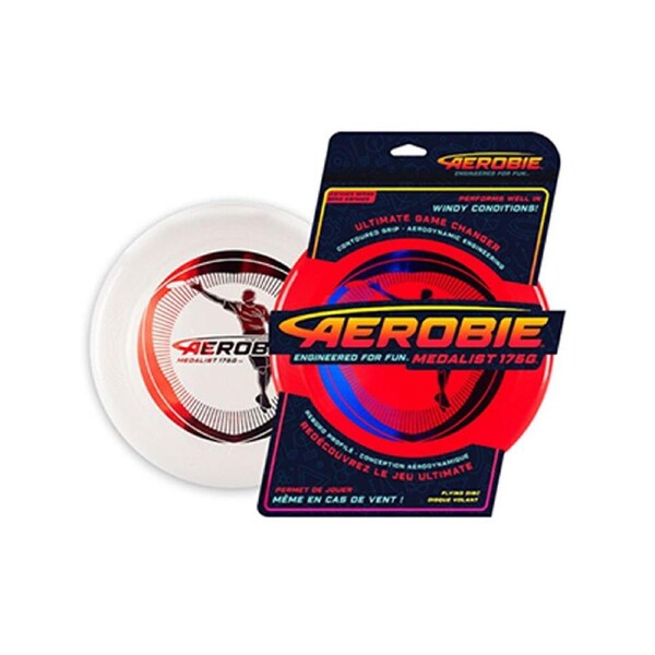 2pc Aerobie Medalist Flyer Spin Gliding Master 175gm Flying Disc White/Red
