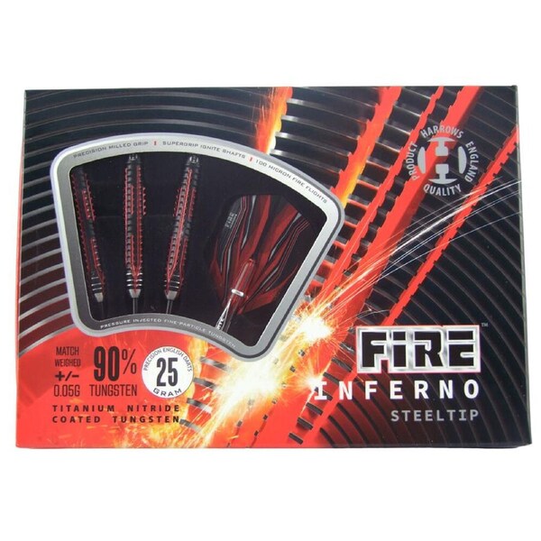 4pc Harrows Fire Inferno Dart Flights Shafts -90% Tungsten w/ Case Red/Black
