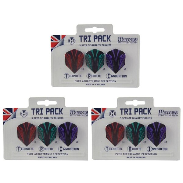 3x 3pc Harrows Prime Flights Collection 100 Micron Sports Dart Game/Accessories
