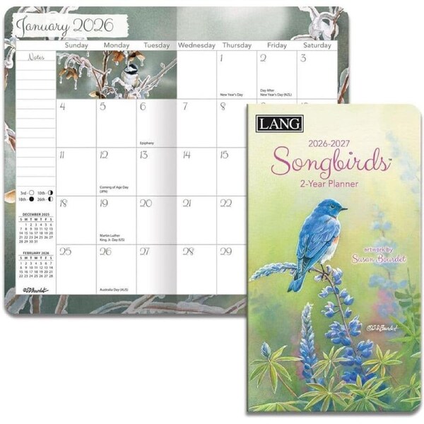 2026-2027 2-Year Planner LANG Songbirds by Susan Bourdet, Pocket Month to View 26991071077