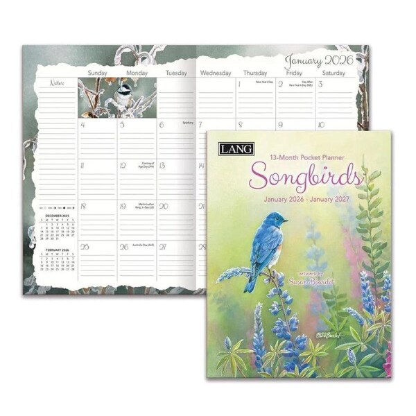 2026 13-Month Planner LANG Songbirds by Susan Bourdet, Pocket Month to View 26991003167