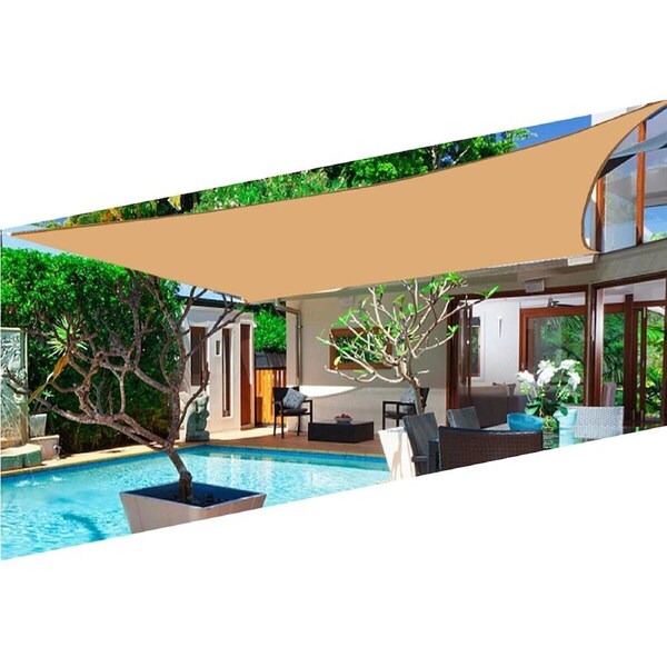 Extra Heavy Duty Sun Shade Sail Outdoor Waterproof Canopy Awning Shade Cloth - Sand UV Block and Waterproof 4 x 6m