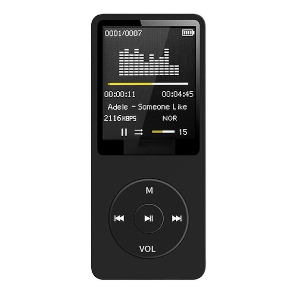 MP3 Player Lossless Music Audio Player Portable Rechargeable Adapter with Screen Black