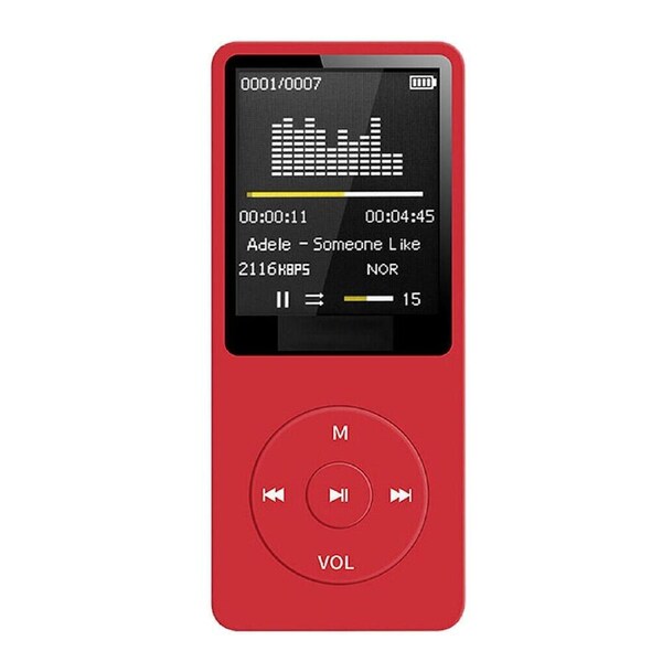 MP3 Player Lossless Music Audio Player Portable Rechargeable Adapter with Screen Red