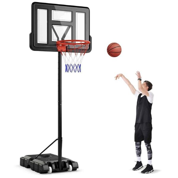 P&P 1.35-3.05M Adjustable Portable Basketball Hoop W/ 110Cm Shatterproof Backboard