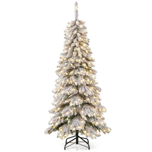 P&P 1.8M Pre-Lit Xmas Snowy Tree W/697 Branches 3 Lighting Modes&4 Brightness Levels