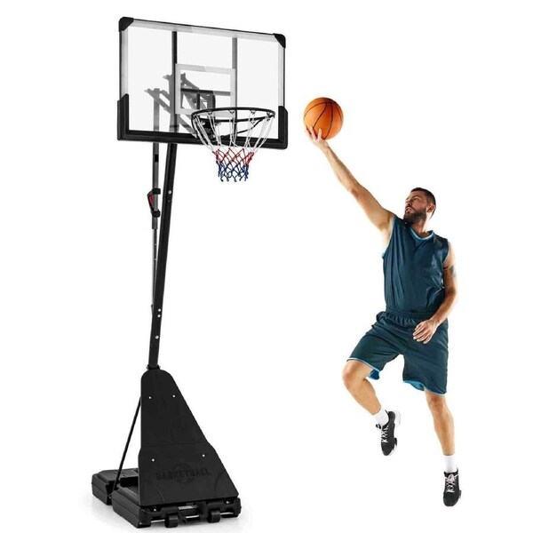 P&P 1.5-3.05 M Adjustable Portable Basketball Hoop W/ 112 Cm Shatterproof Backboard