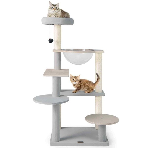 P&P 113Cm Modern Cat Tree Multi-Level Cat Tower W/ Removable Padded Top Perch Indoor