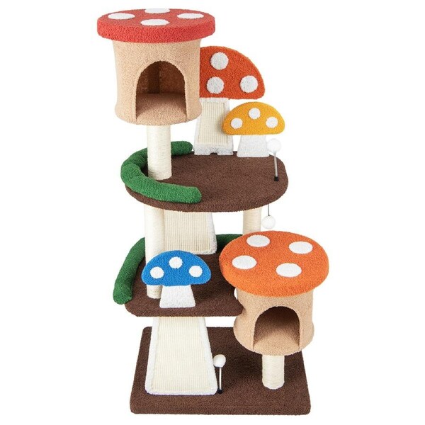 P&P 146 Cm Cat Tree W/ Sisal Scratch Board & Post Padded Perch Hanging Toys Modern