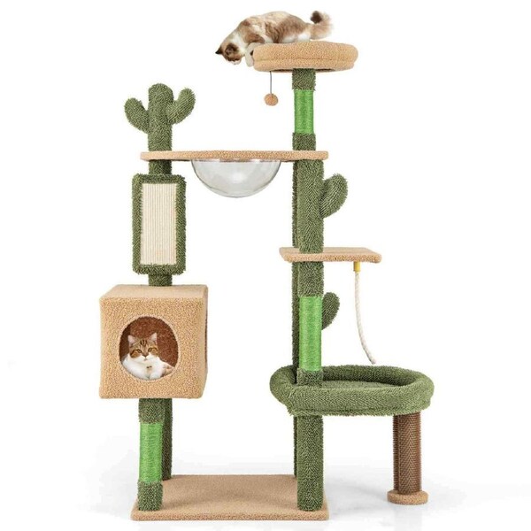 P&P 150Cm Cactus Cat Tree W/Sisal Scratching Posts &Board Sisal Rope For Indoor Cats