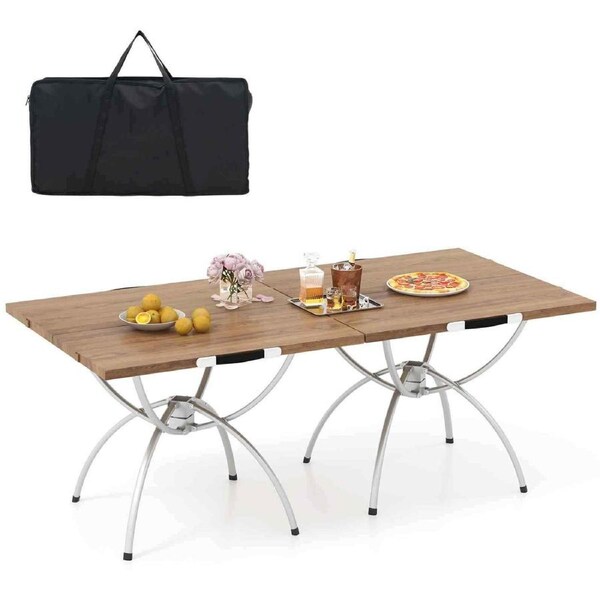 P&P 2 Pcs Folding Camping Table Aluminum Portable Bbq Picnic Desk Extendable Outdoor