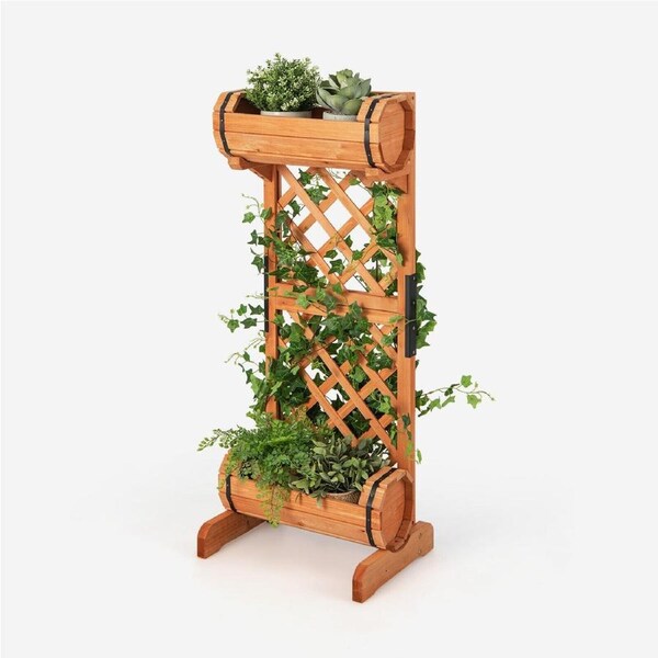 P&P 2-In-1 Orange Raised Garden Bed With Trellis Flexible 113 Cm For Climbing Plants