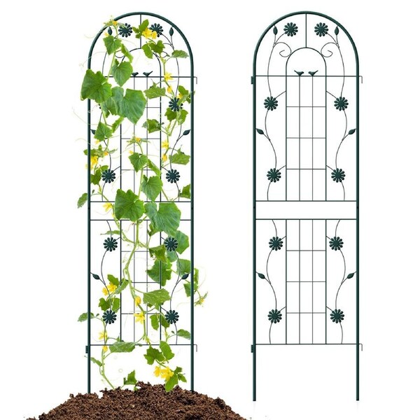 P&P 2Pcs Metal Garden Trellis Fence Rustproof Climbing Plant Wall Decorative Screen