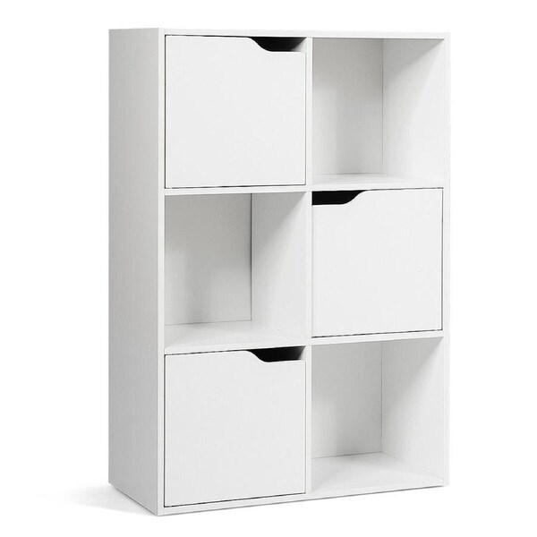 P&P Bookcase With 3 Open Compartments And 3 Closed Compartments For Living Room