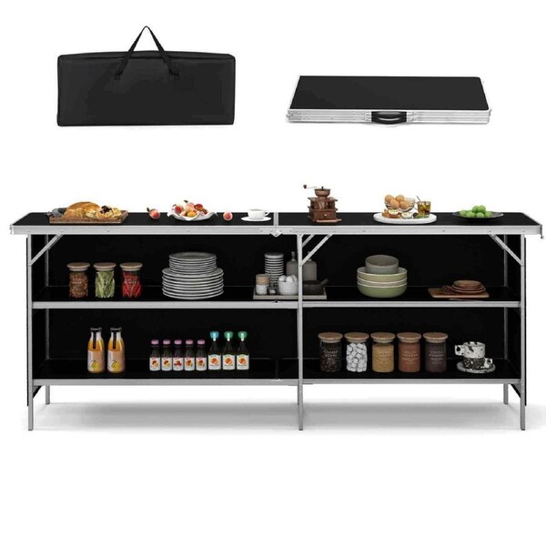 P&P Folding Camping Table Aluminum Portable Large Picnic Table For Party Outdoor