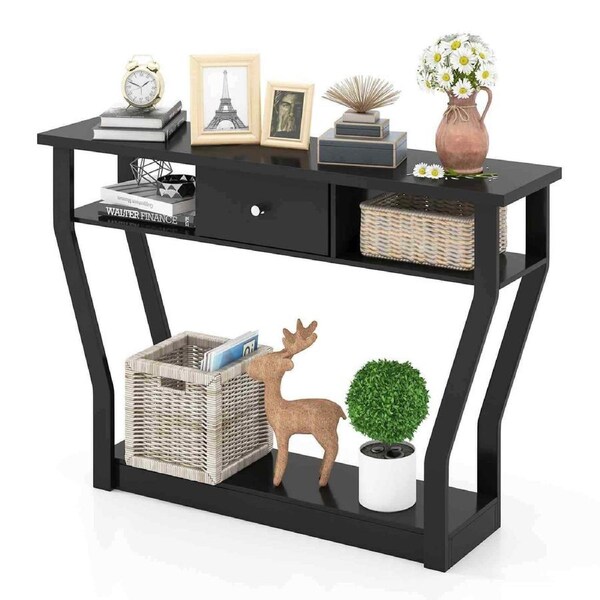 P&P Indoor Console Table With 3-Step Storage Space And Drawer Loadable Up To 60 Kg
