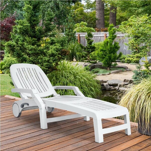 P&P Outdoor Chaise Lounge Chair Foldable Portable Recliner Day Bed Poolside Garden