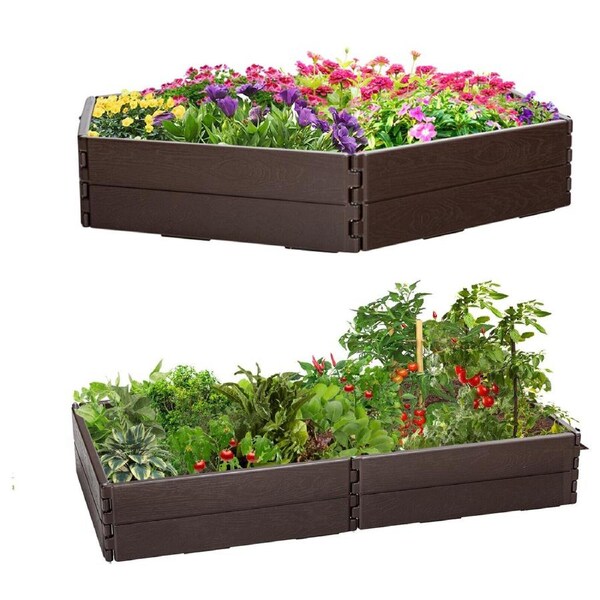 P&P Outdoor Hdpe Raised Garden Bed Flexible 2 Configurations Plants Herb Grow Box