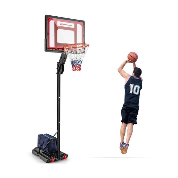 P&P Portable Basketball Hoop Adjustable Height Stand System W/ Wheels & Weight Bag
