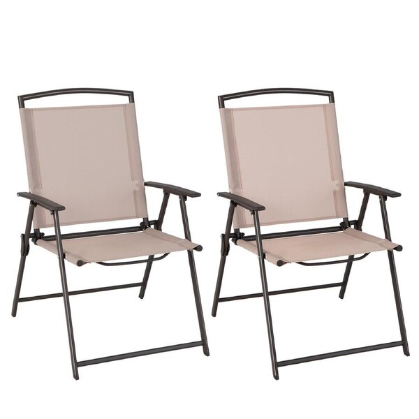 P&P Set Of 2 Iron Manager Lin Folding Chairs 69 X 59 X 91Cm, Beige
