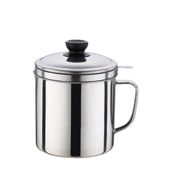 P&P 1.8L Stainless Steel Oil Filter Pot Cooking Soup Grease Strainer Separator Home