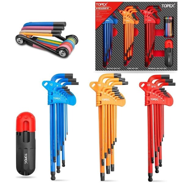 P&P 38Pcs Allen Key Set Hex & Torx Key Set Wrench Ball End Tamper Proof Metric