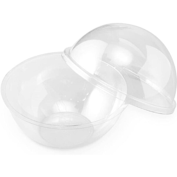 P&P 100Pcs Transparent Round Ball Packing Box Cake Candy Baking Storage Container Au