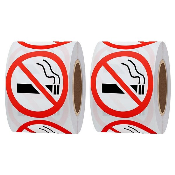 P&P 2 Rolls No Smoking Stickers Self Adhesive Sign For Home Office Window Decoration