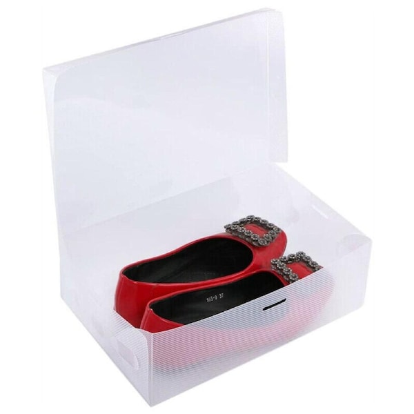 P&P 20X Clear Shoe Storage Transparent Box Foldable Stackable Plastic Boxes Organize