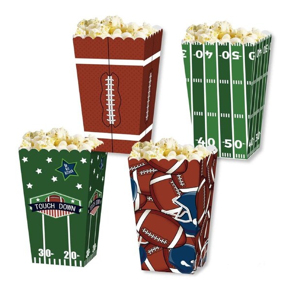 P&P 24Pcs Football Party Popcorn Cookie Boxes Touchdown Celebration Dessert Supplies