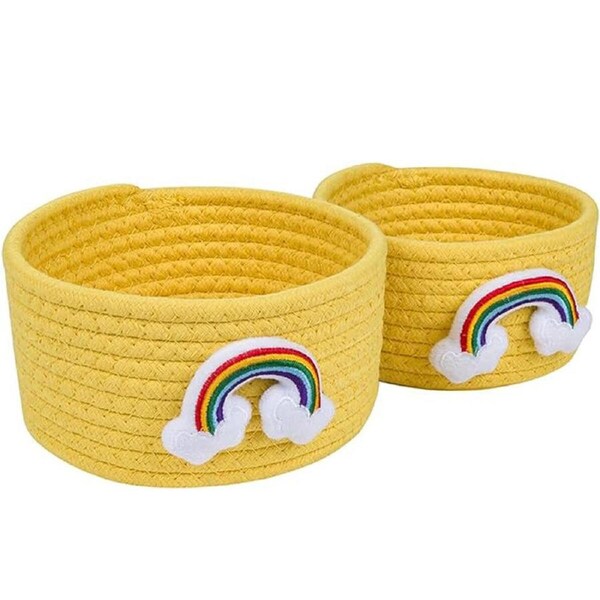 P&P 2Pcs Handmade Storage Baskets Desktop Organizer For Miscellaneous Items Storage