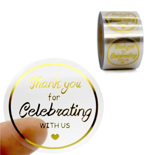 P&P 2Pcs Round Thank You Stickers For Gifts And Packaging Gift Wrap Adhesive Labels