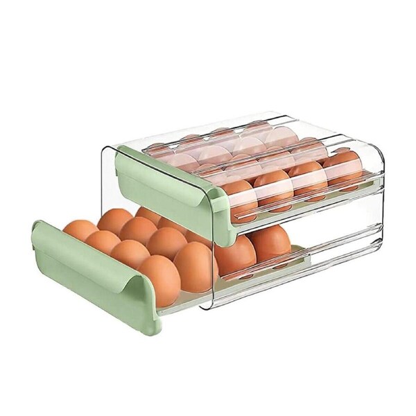 P&P 32Grid Double Layer Egg Storage Carton Fridge Organizer Drawer Kitchen Accessory