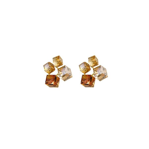 P&P 3D Square Stud Earrings For Women Fashion Jewellery Elegant Stereoscopic Design
