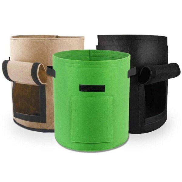 P&P 3X 10 Gallon Potato Grow Planter Container Bag Pouch Root Plant Growing Pot Side