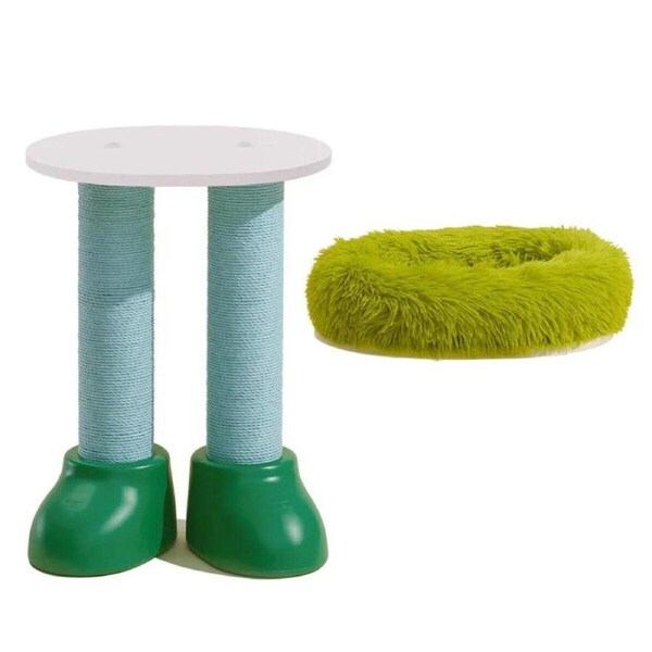 P&P 3In1 Cat Scratching Post With Bed Green Boots Cushion Cat Tree Tower Indoor Use