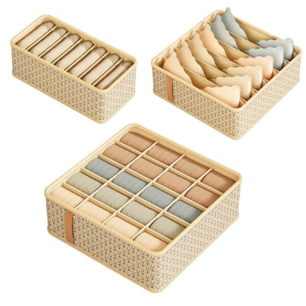 P&P 3Pcs Divided Storage Box For Underwear Socks Wardrobe Organizer Compartment Bin