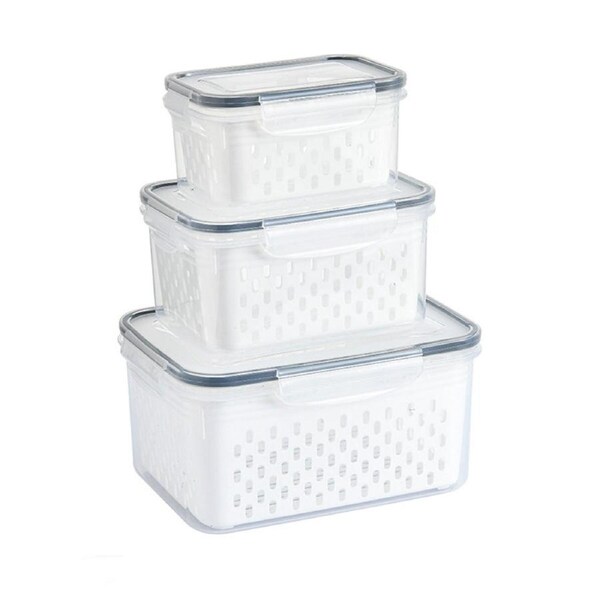 P&P 3Pcs Food Storage Containers Set Microwave Fridge Safe Plastic Fresh Keeping Box