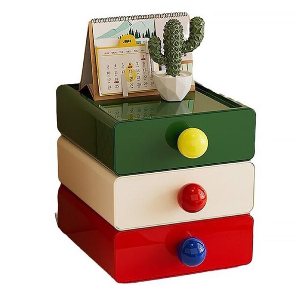 P&P 3Pcs Desktop Organizer Drawer Set Black Storage Boxes For Office And Home Use Au