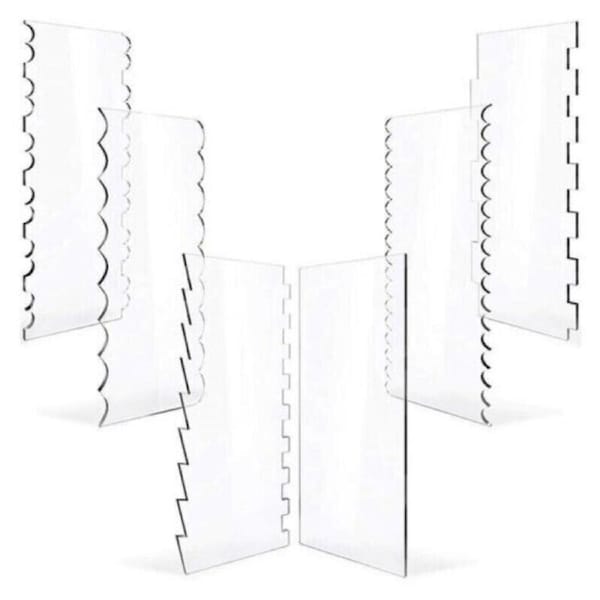 P&P 6Pcs Acrylic Cake Scraper Decorating Contour Comb Cake Edge Smoother Tools Au