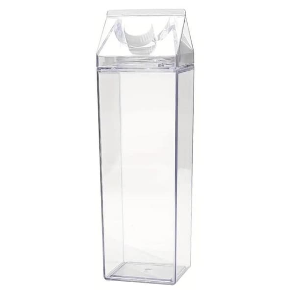 P&P 4Xlarge Square Plastic Mug Transparent Water Juice Drinking Cup Reusable Tumbler