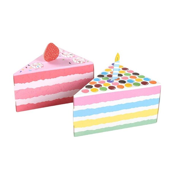 P&P 50Pcs Triangular Cake Shaped Candy Gift Boxes Wedding Party Favour Wrapping Au