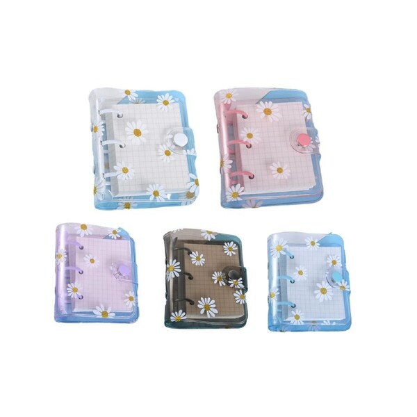 P&P 5Pcs Transparent Pvc Mini Ledger Portable Loose Leaf 3 Hole Coil Notebook Case